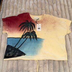 Faith Connexion Womens Palm Tree Tee - Red, Yellow, Blue